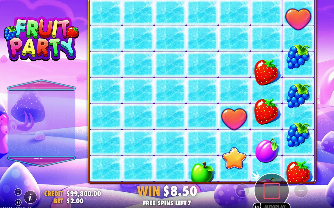 Free Spins round on the night-time candy-land background